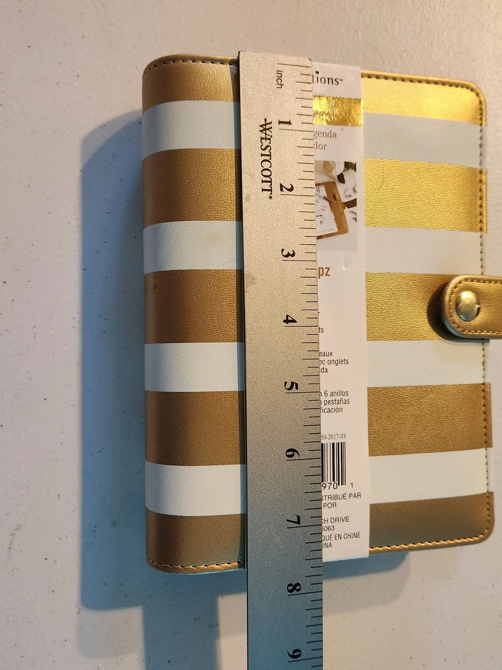 Recollections Gold & White Striped Planner - 6-Ring Organizer